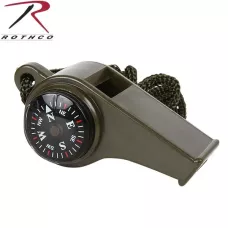 Свисток рятувальний з компасом та термометром оливковий Rothco Super Whistle with Compass and Thermometer Olive Drab 9401.