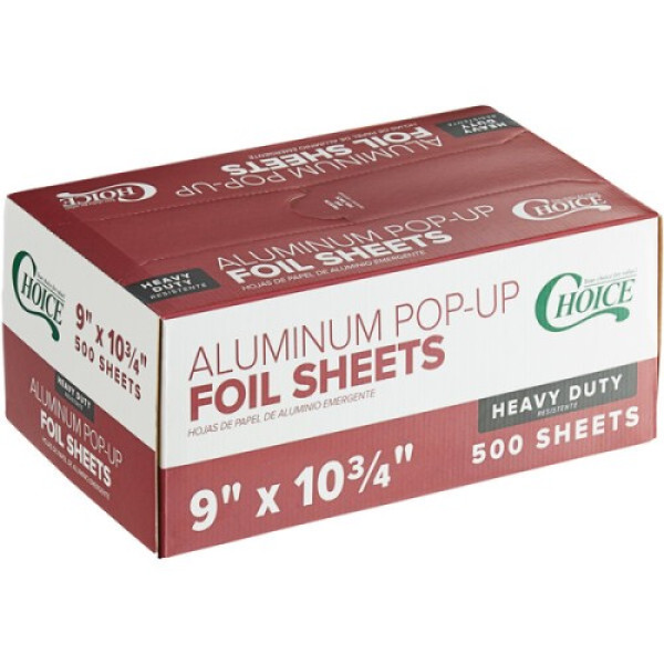 Фольга пищевая, экстра прочная, листами Choice® USA Food Service Interfolded Pop-Up Foil Sheets, Heavy-Duty 22,9 x 27,3cm, 9" x 10 3/4" - 500шт бокс.