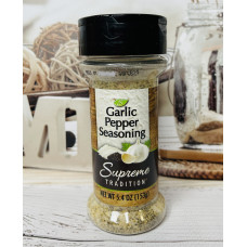 Приправа Supreme Garlic Pepper Seasoning, состав: соль, чеснок, черный перец, орегано.
