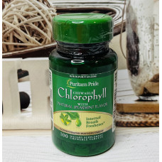 Таблетки хлорофілу та м'яти для свіжого дихання PURITAN'S PRIDE Chlorophyll Spearmint оригінал