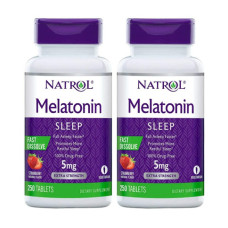Natrol Мелатонин Быстрое Распадение 5 мг Клубничный Вкус, 250 Таблеток (Пачка из 2)
