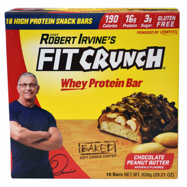 Батончики з сироватковим протеїном Fit Crunch шоколадно-арахісове масло шеф-повара Роберта Ірвайна, 18-штук.