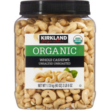 Несоленые необжаренные органические кешью цельные от Kirkland, 40 унций