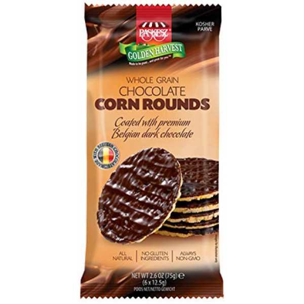 Paskesz Whole Grain Chocolate Corn Rounds, 2.6 oz. (Пачка з 6 штук)