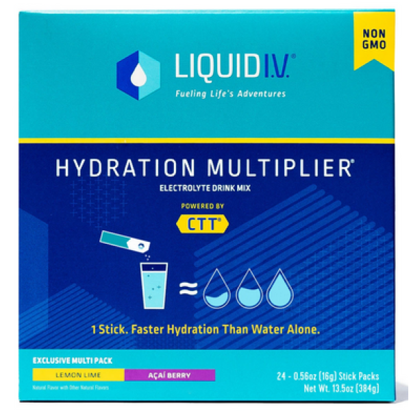 Liquid I.V. Гідратація Збільшувач пакетів з електролітами, Лимонний лайм та Ягода асаї (24 шт.)