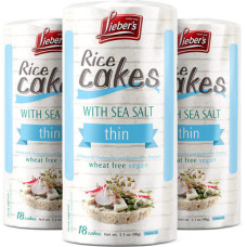 Легкі рисові пластівці Lieber's Thin Rice Cakes Sea Salt, 3.1 унції (3 упаковки)