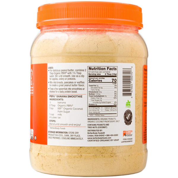 Органічний порошок з арахісу PB Fit від Better Body Foods, 30 унцій.