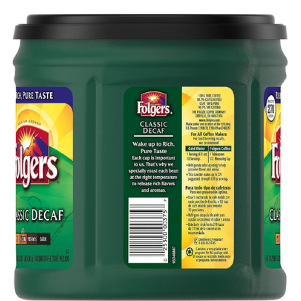 Folgers Кофе молотый Classic Roast без кофеина, 28.8 унций