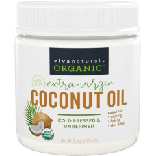 Viva Naturals органическое кокосовое масло нерафинированное холодного отжима Extra Virgin кокосовое масло идеально для волос и кожи, 16 унций