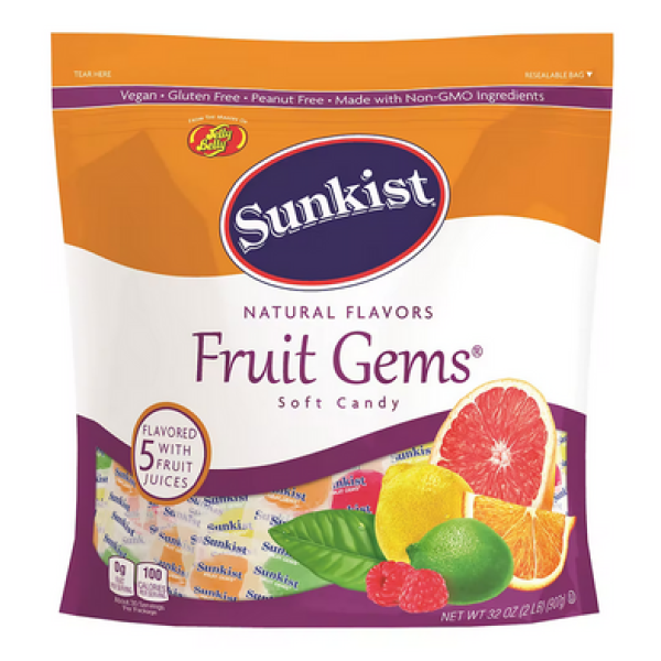 Сладости Sunkist Fruit Gems, мягкие конфеты, по 32 унции, индивидуально упакованные