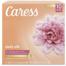 Caress Beauty Bar Туалетне мило для шовкової м'якої шкіри з щоденним екстрактом шовку та есенцією квіткової олії, 3.75 (10 штук)