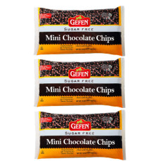 Gefen Sugar Free Mini Chocolate Chips, 10oz (3 Pack) - безцукровий шоколадний живильний елемент у формі мініатюрних чіпсів, 10 унцій (3 упаковки)