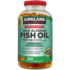 Kirkland Signature дикий аляскинский рыбий жир 1400 мг., 230 мягких желатиновых капсул
