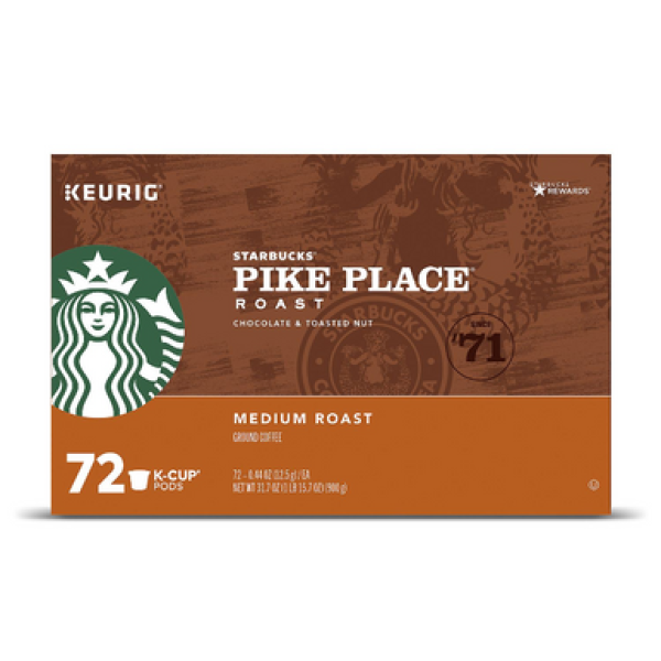 Starbucks Пайк Плейс кофе K-Cups (72 шт.)