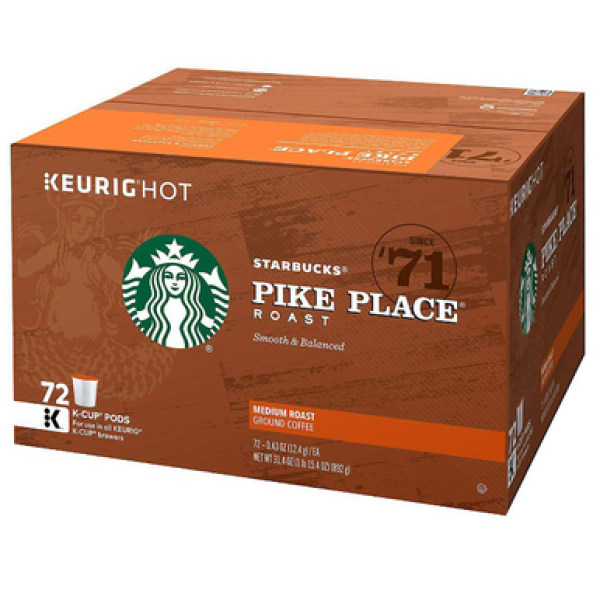Starbucks Пайк Плейс кофе K-Cups (72 шт.)