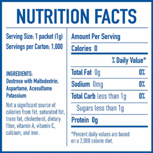 Нулевой Калорийный Сладкий ПодсластительEqual Zero Calorie Пакетики 1000 шт.